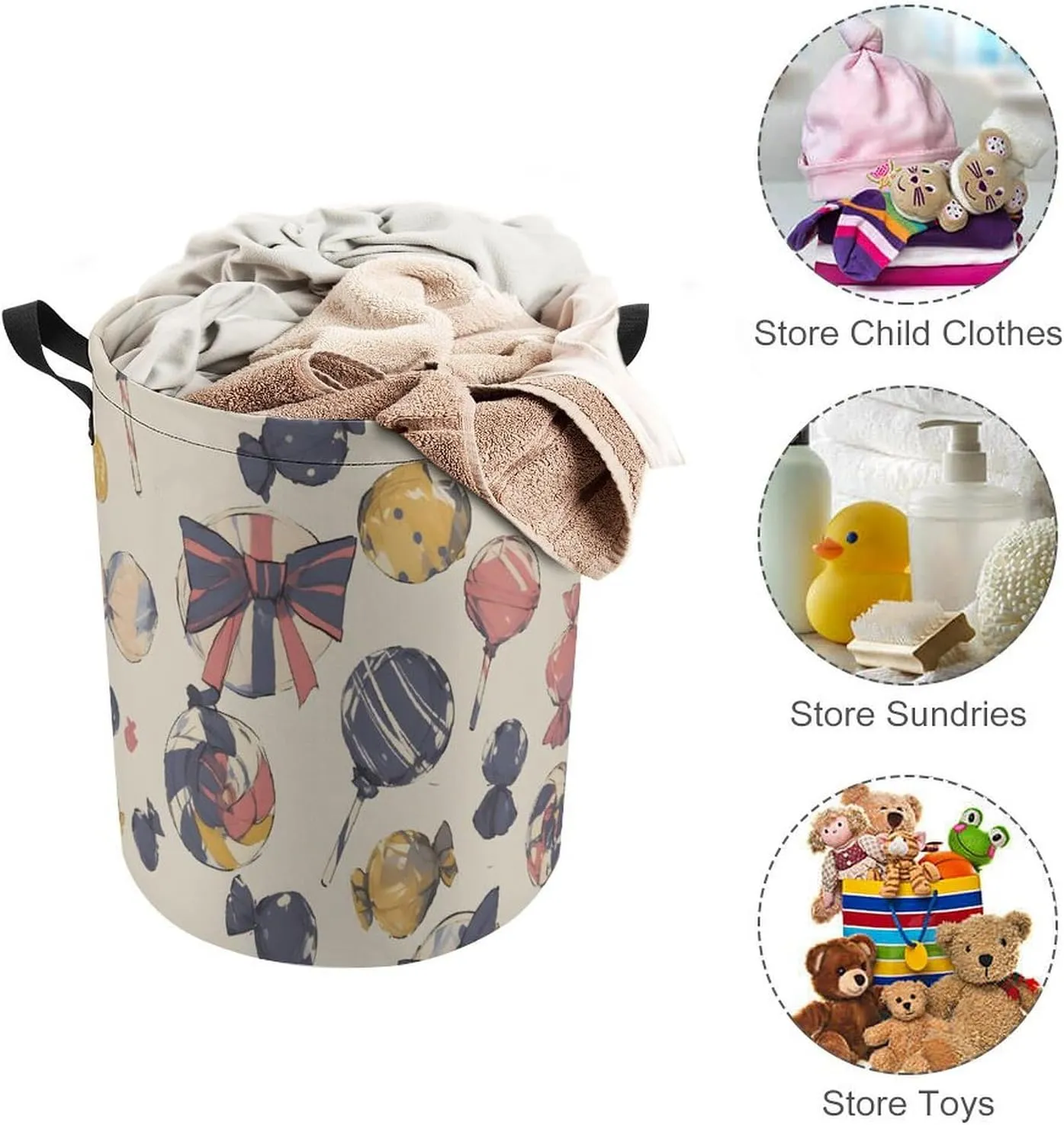 Laundry Hampers, Large Drawstring Laundry Bag, Removable Laundry Bags, Collapsible Storage Bin with Handles for Home Organization, Kids Room, Nursery Vertebrate