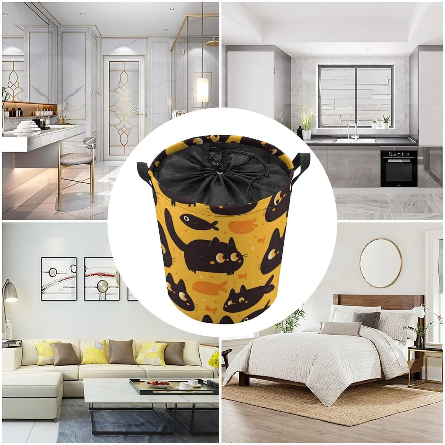 Laundry Hampers, Large Drawstring Laundry Bag, Removable Laundry Bags, Collapsible Storage Bin with Handles for Home Organization, Kids Room, Nursery Vertebrate