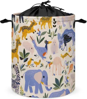 Laundry Hampers, Large Drawstring Laundry Bag, Removable Laundry Bags, Collapsible Storage Bin with Handles for Home Organization, Kids Room, Nursery Vertebrate