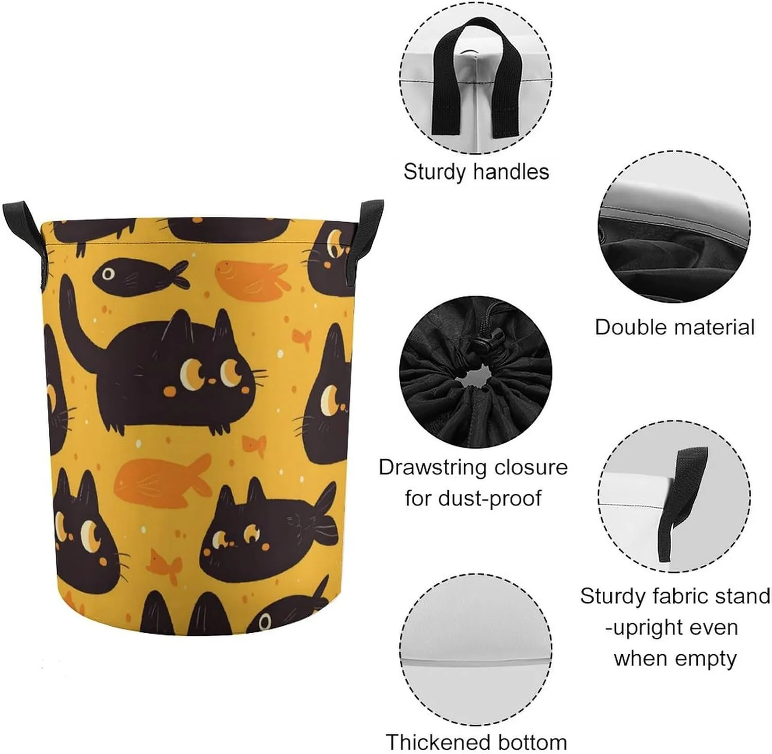 Laundry Hampers, Large Drawstring Laundry Bag, Removable Laundry Bags, Collapsible Storage Bin with Handles for Home Organization, Kids Room, Nursery Vertebrate