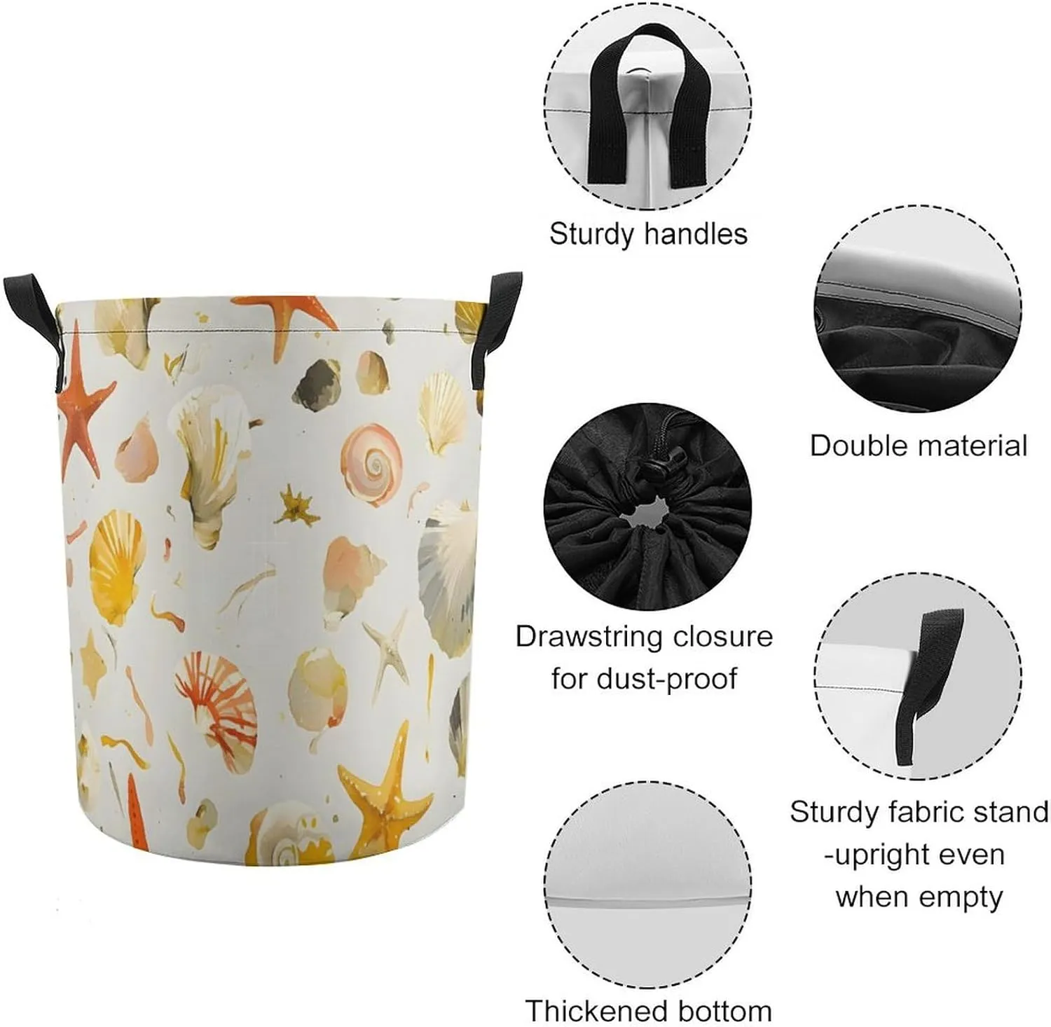 Laundry Hampers, Large Drawstring Laundry Bag, Removable Laundry Bags, Collapsible Storage Bin with Handles for Home Organization, Kids Room, Nursery Vertebrate