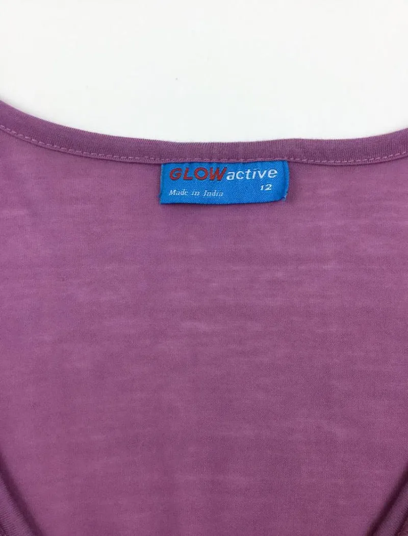 Lavender v-neck tie front long sleeve lightweight stretch top