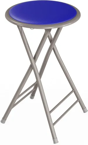 Lavish Home Folding Stool - Backless 24-Inch Stool with 225lb Capacity for Kitchen or Rec Room - Portable Indoor Counter Bar Stools (Blue)