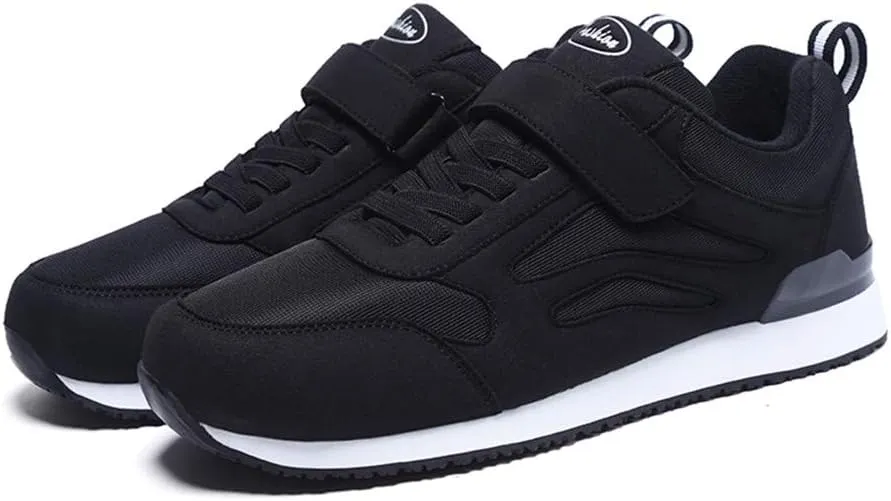 LEADER SHOW Mens Walking Shoes Casual Tennis Gym No-tie Comfortable Flat Lightweight Hook and Loop Sneakers