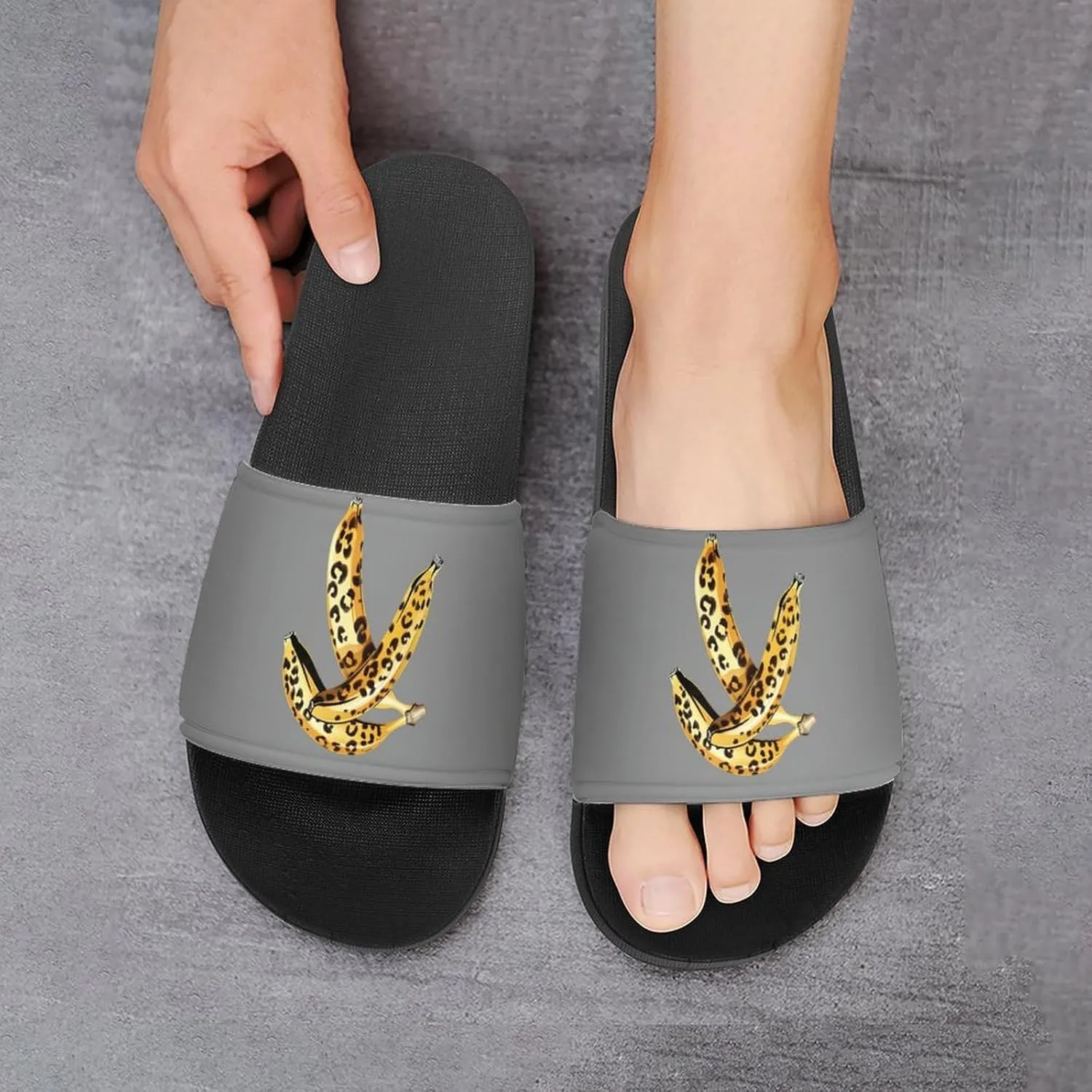 Leopard Banana Novelty Slippers Slides Sandals Shower House Home Shoes Non Slip Soft Sole Shoe For Men Women Bathroom