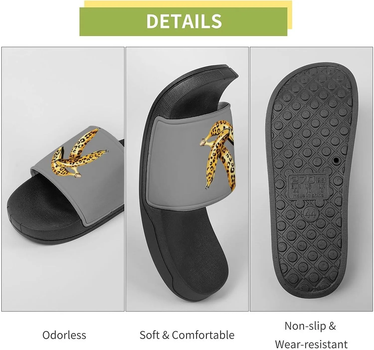 Leopard Banana Novelty Slippers Slides Sandals Shower House Home Shoes Non Slip Soft Sole Shoe For Men Women Bathroom