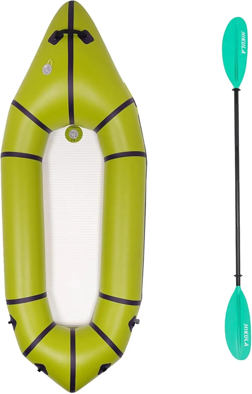 Lightweight Packraft PVC - Inflatable Kayak with Drop Sitch and 220-240cm/86-94'' 3 Piece Paddle
