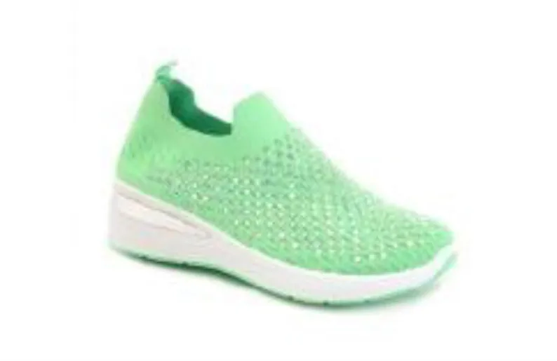 Lime Green Slip On Bling Sneaker