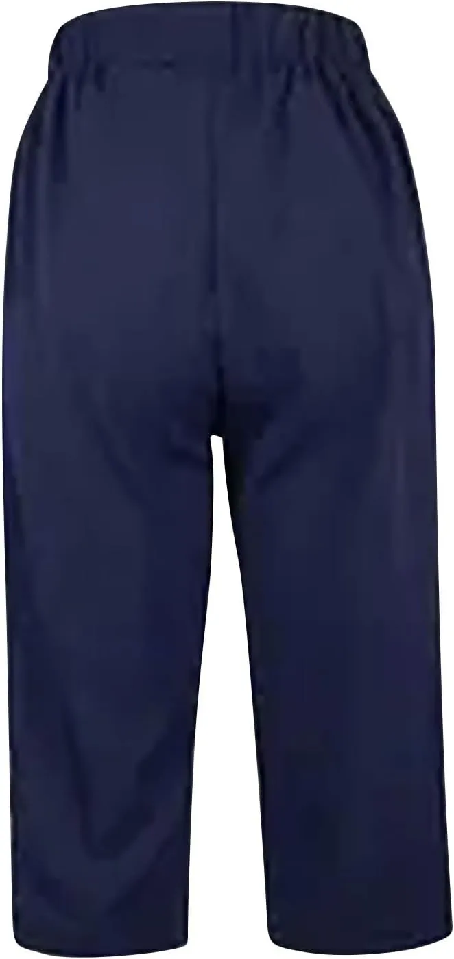 Linen Capri Pants for Women High Waisted Straight Leg Palazzo Trousers Lightweight Beach Lounge Pants with Pockets
