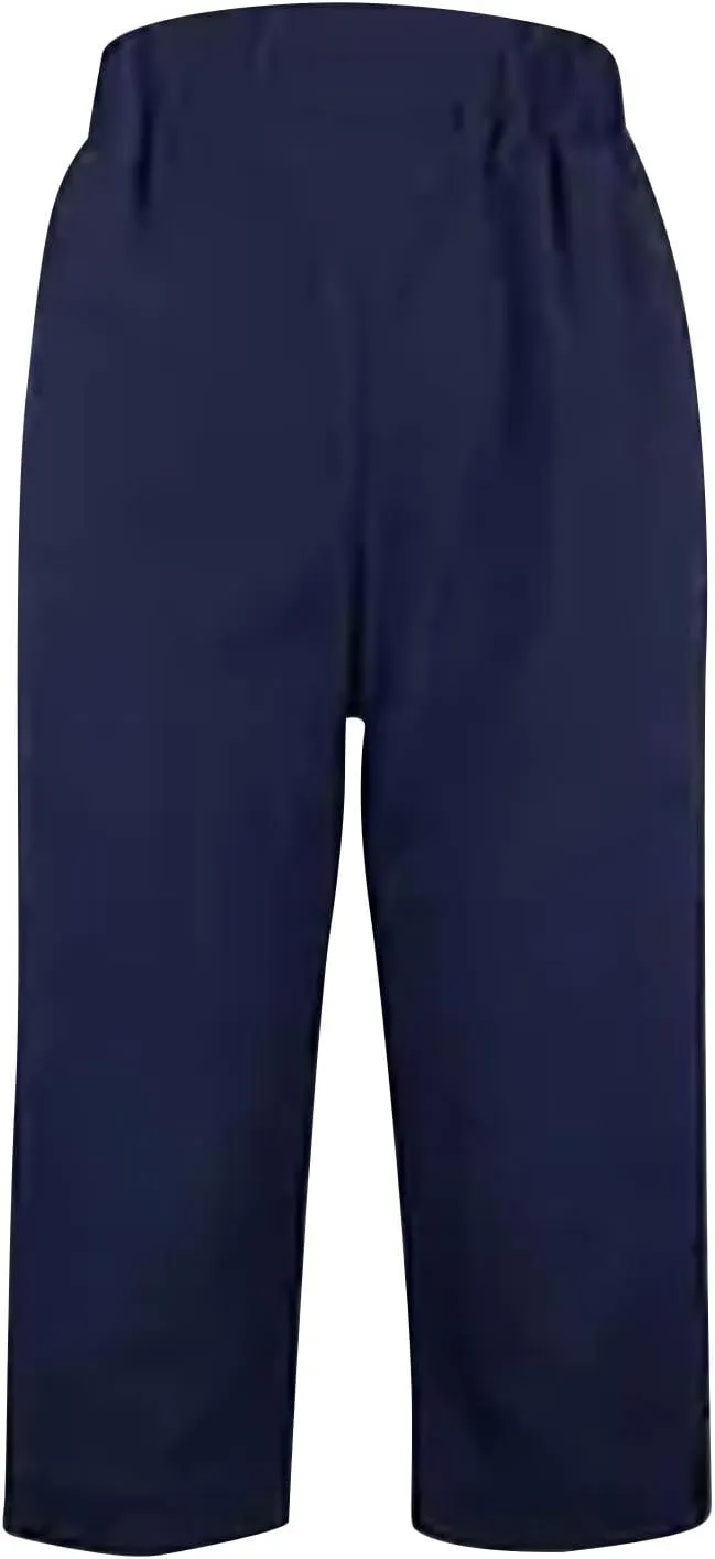 Linen Capri Pants for Women High Waisted Straight Leg Palazzo Trousers Lightweight Beach Lounge Pants with Pockets