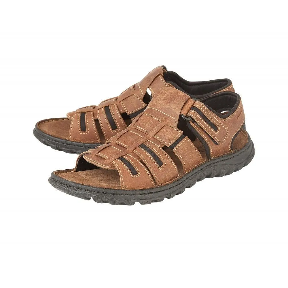 Lotus Mens Dylan Tan Leather Sandals