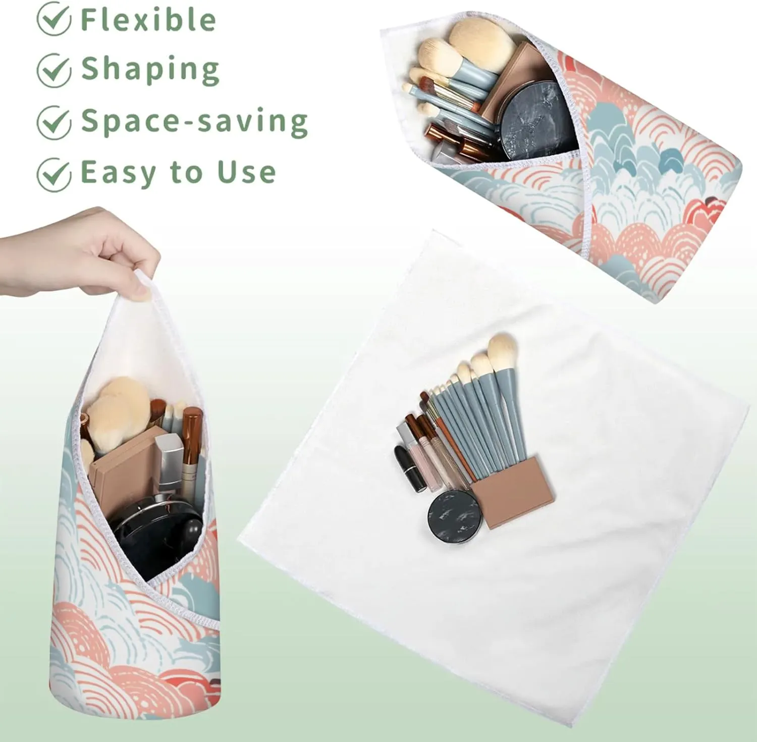 Magic Cosmetics Pouch Abstract Seawater Self-Adhesive Camera Cover Cloth Protective Foldable Makeup Bag for Lens Cat Makeup Bag 21.7x21.7