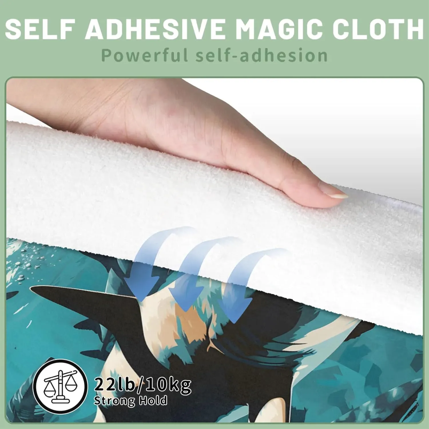 Magic Cosmetics Pouch Fiercely Shark Self-Adhesive Camera Cover Cloth Protective Foldable Makeup Bag for Lens Cat Makeup Bag 21.7x21.7