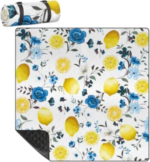 Manga Lemon Picnic Blankets Waterproof Sandproof Portable Outdoor Beach Blanket Washable Foldable Picnic Mat fits Camping Family Beach Park 79x79 in