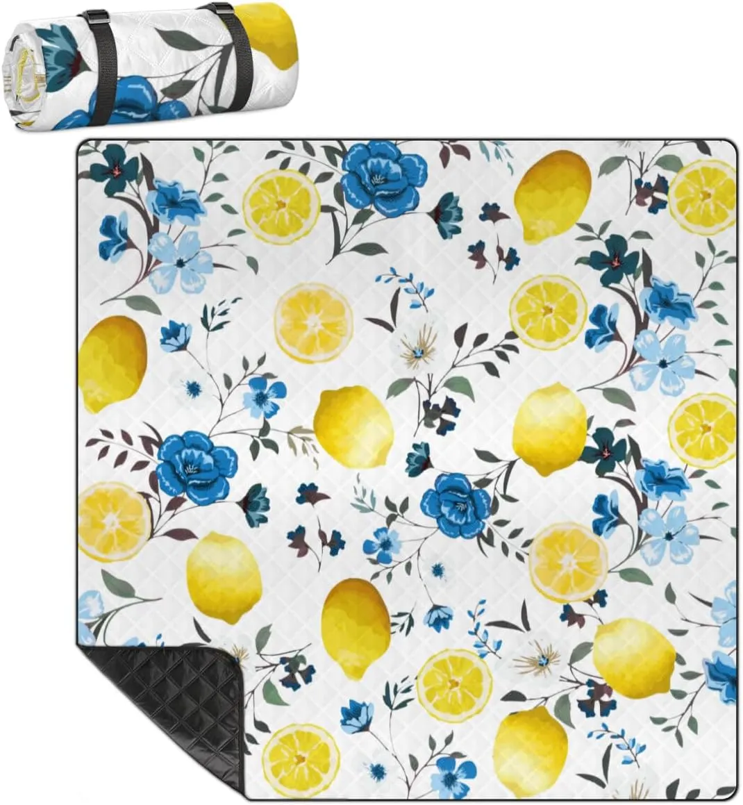 Manga Lemon Picnic Blankets Waterproof Sandproof Portable Outdoor Beach Blanket Washable Foldable Picnic Mat fits Camping Family Beach Park 79x79 in