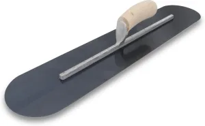 MARSHALLTOWN Finishing Trowel - Concrete - Rounded - 24 Inch by 5 Inch - Blue Steel - Curved Wood Handle - XtraLite Mounting - MXS245BR