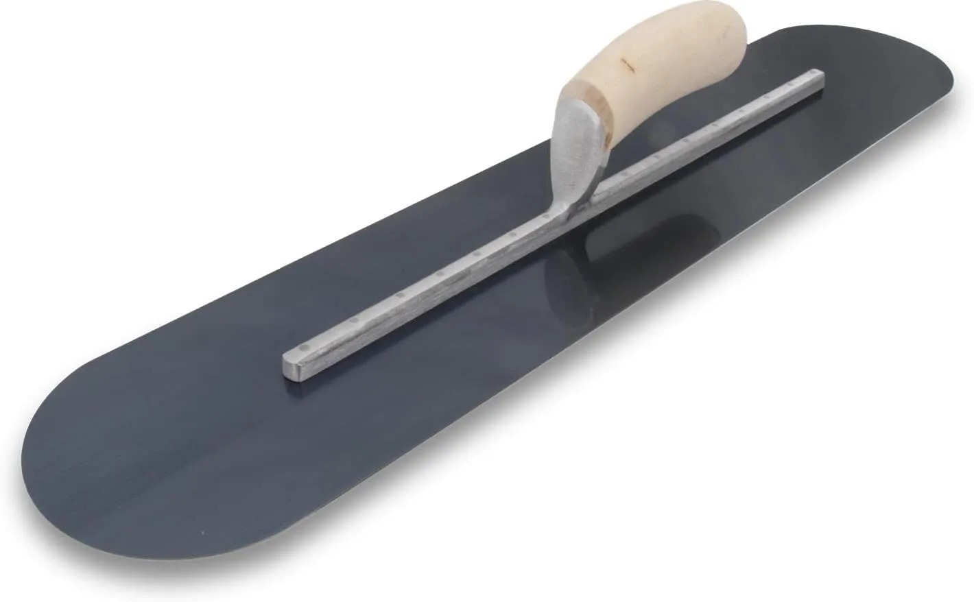 MARSHALLTOWN Finishing Trowel - Concrete - Rounded - 24 Inch by 5 Inch - Blue Steel - Curved Wood Handle - XtraLite Mounting - MXS245BR