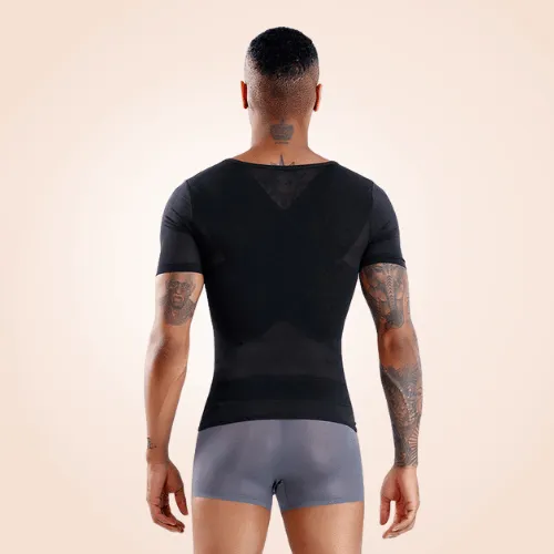 Men Waist and Back Vest Compression Shirt Slimming Body Shaper