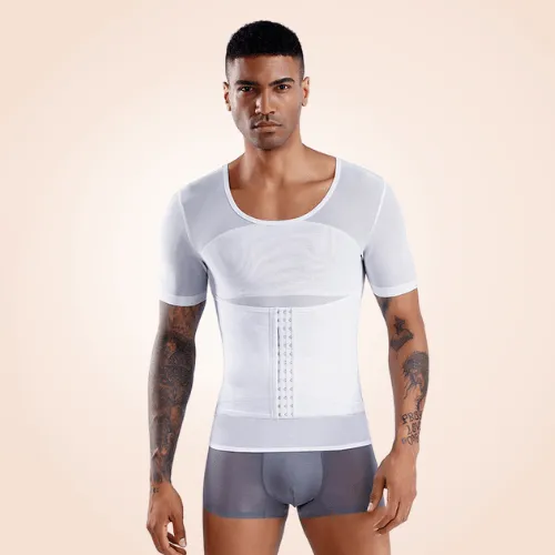 Men Waist and Back Vest Compression Shirt Slimming Body Shaper