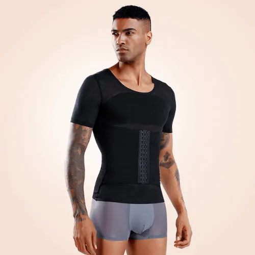Men Waist and Back Vest Compression Shirt Slimming Body Shaper