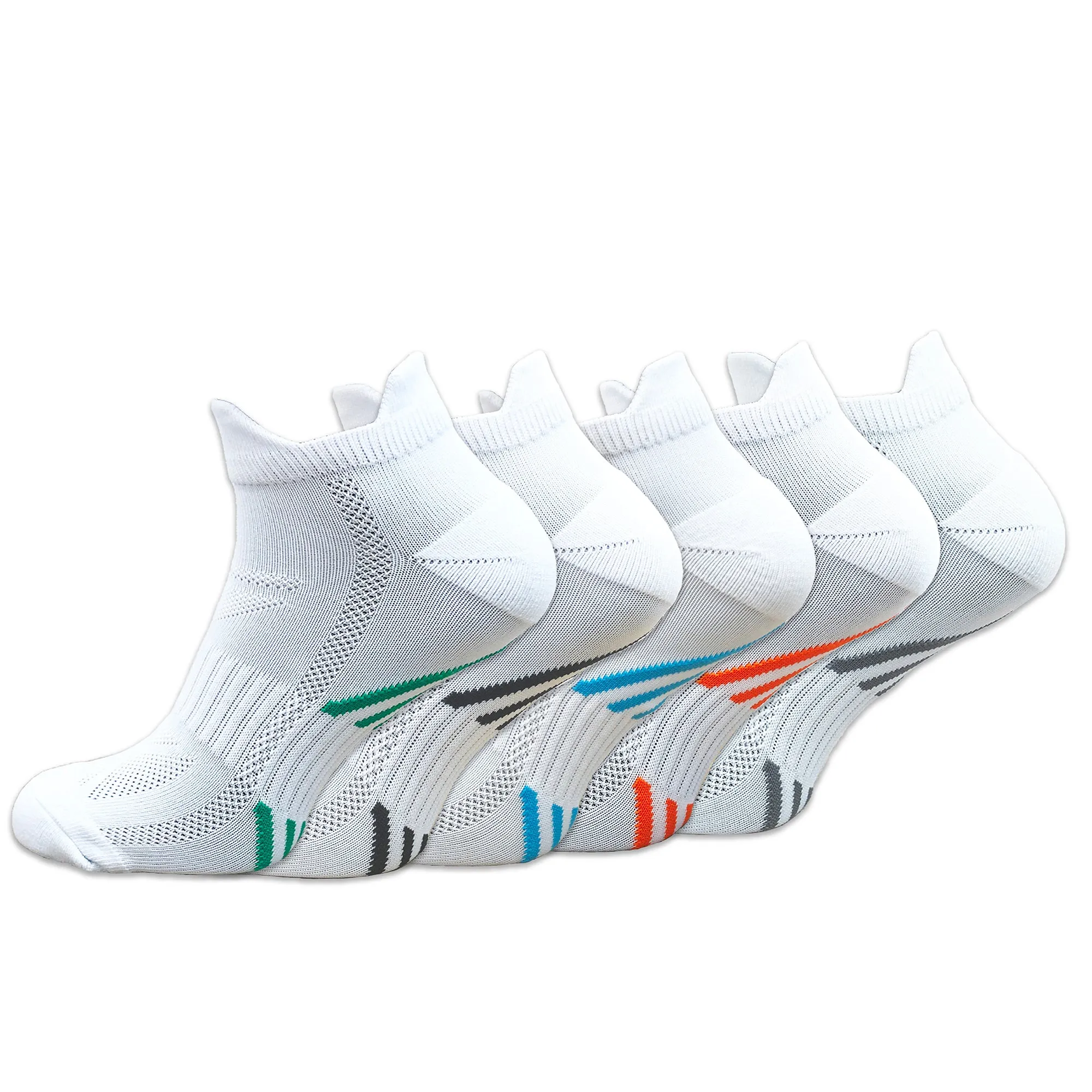 Mens 5 Pack Performance Trainer Liner Sports Socks White