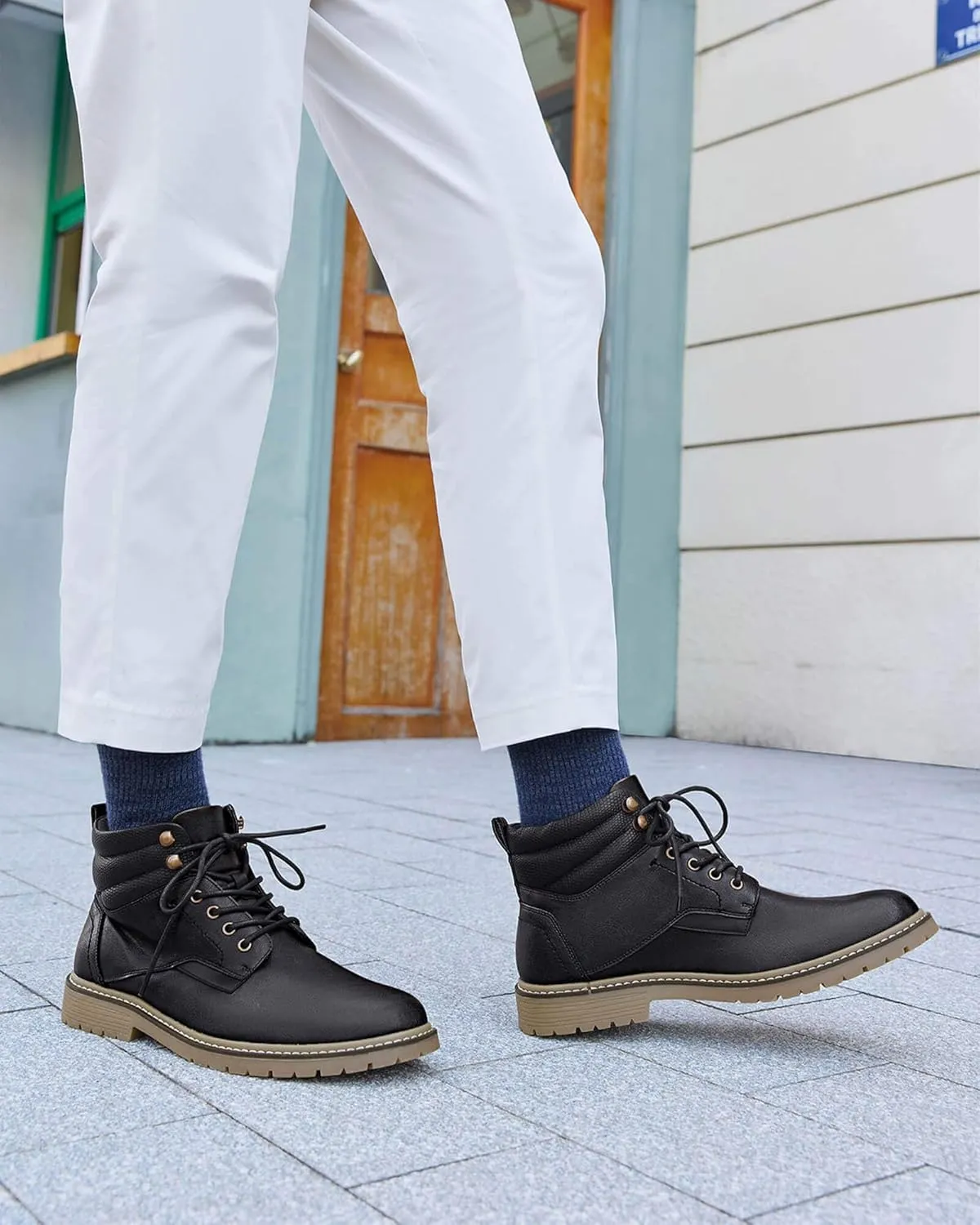 Mens Chukka Boots Motorcycle Casual Hiking Waterproof Lace up Lightweight Combat Ankle Booties Oxford Dress Work Shoes