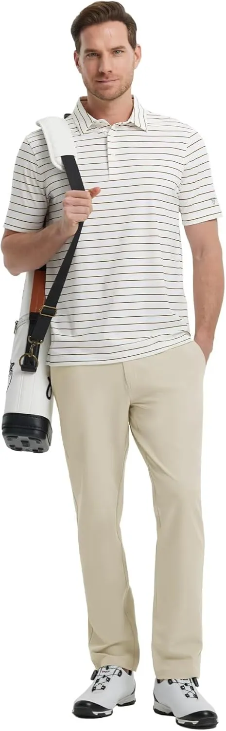 Mens Golf Pants Stretch 30"/32"/34" Water-Resistant Lightweight Stretch Casual Flat Front Dress Pants with 5 Pockets