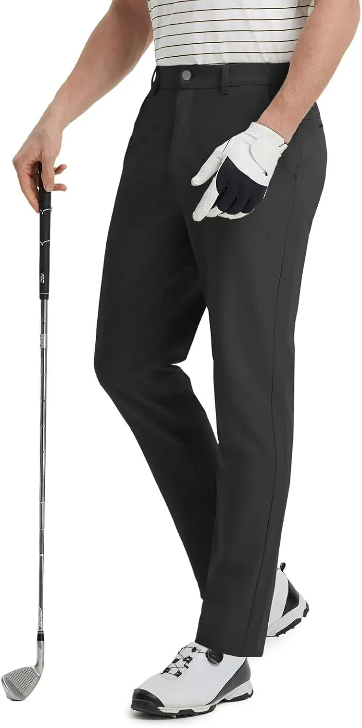 Mens Golf Pants Stretch 30"/32"/34" Water-Resistant Lightweight Stretch Casual Flat Front Dress Pants with 5 Pockets