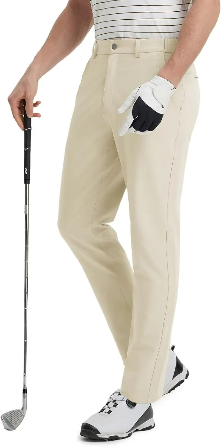 Mens Golf Pants Stretch 30"/32"/34" Water-Resistant Lightweight Stretch Casual Flat Front Dress Pants with 5 Pockets