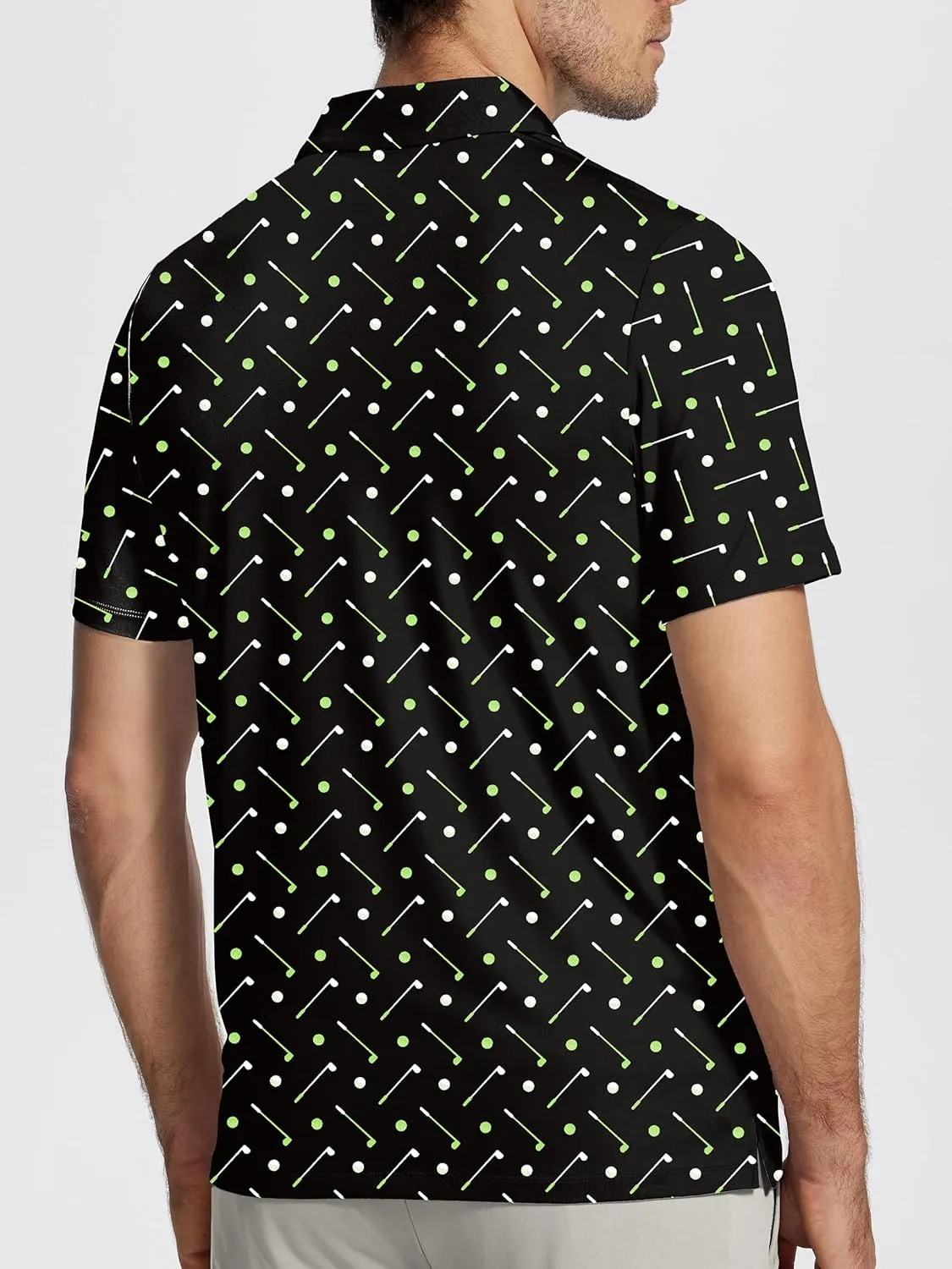 Mens Golf Shirt Short Sleeve Funny Print Golf Polo Shirts for Men Lightweight Dry Fit Quick Dry Collared Golf Polos