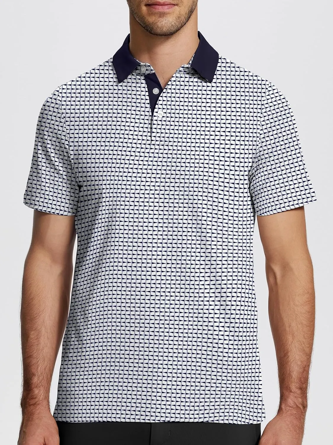 Mens Golf Shirt Short Sleeve Funny Print Golf Polo Shirts for Men Lightweight Dry Fit Quick Dry Collared Golf Polos