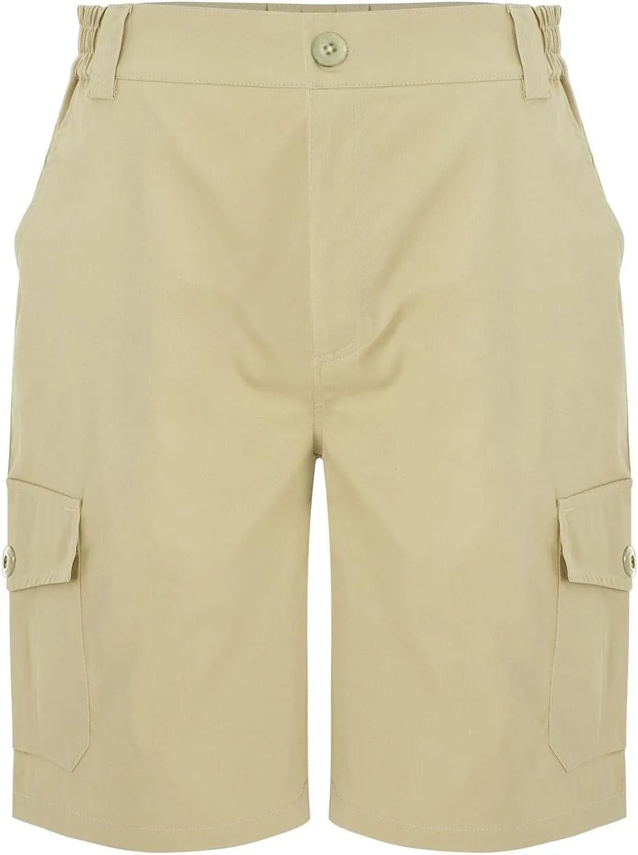 Mens Summer Cargo Shorts Classic Flat Front Chino Shorts Lightweight Twill Cotton Multi Pockets Casual Work Shorts
