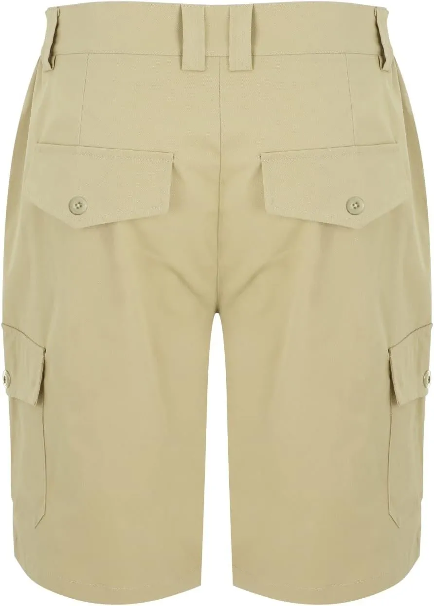 Mens Summer Cargo Shorts Classic Flat Front Chino Shorts Lightweight Twill Cotton Multi Pockets Casual Work Shorts