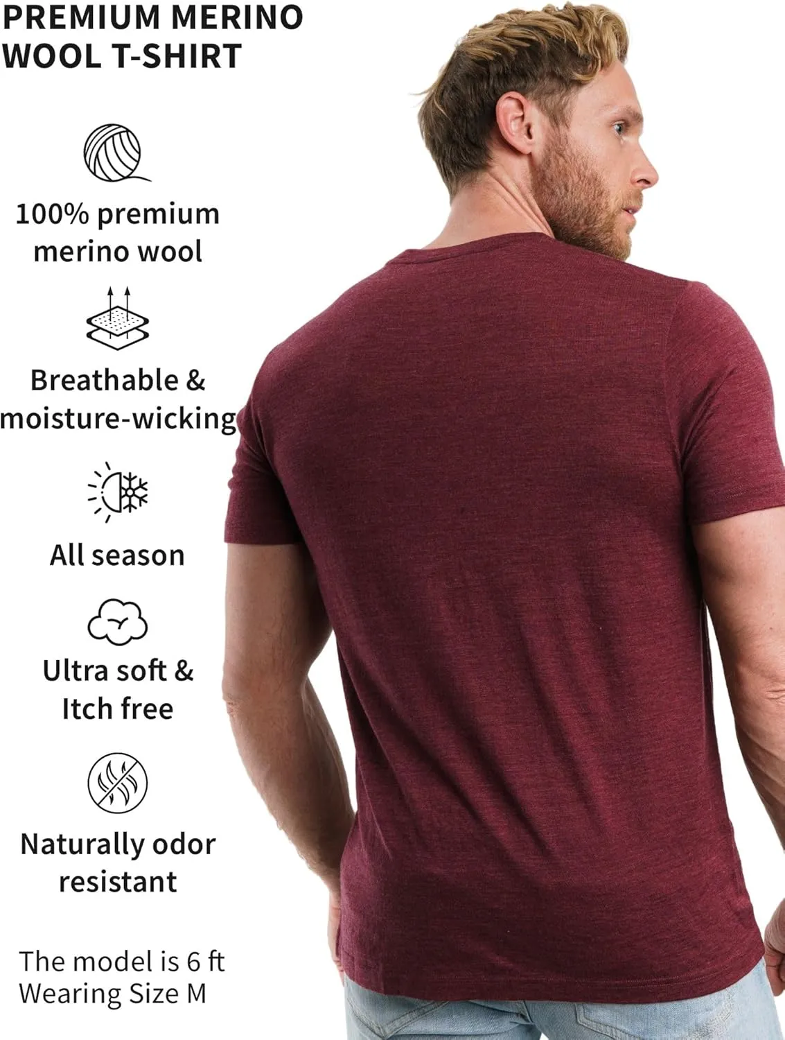 Merino.tech Merino Wool T-Shirt Mens - 100% Merino Wool Undershirt Lightweight Base Layer