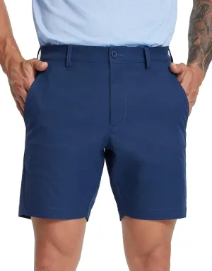 MICHEL ROUEN Golf Shorts Men 7" Solid 8 Pockets Lightweight Water-Resistant Flat Front Flex Stretch Casual Mens Dress Shorts