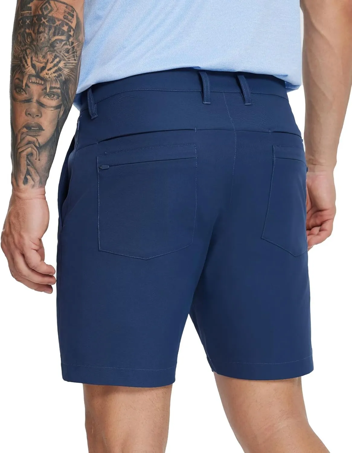 MICHEL ROUEN Golf Shorts Men 7" Solid 8 Pockets Lightweight Water-Resistant Flat Front Flex Stretch Casual Mens Dress Shorts