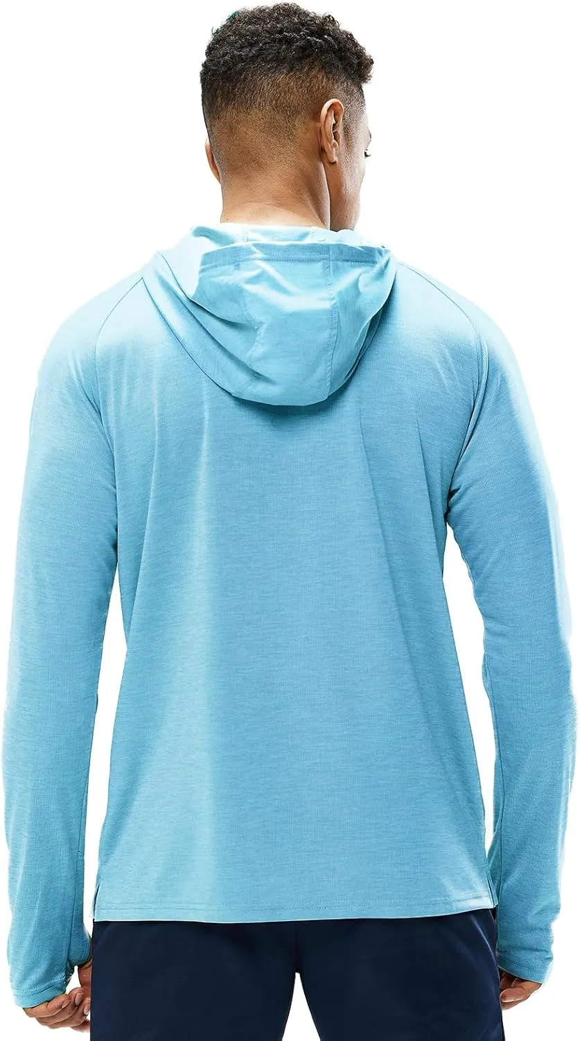 MIER Men's UPF 50  Sun Protection Hoodie Long Sleeve SPF Fishing Hiking Running Thumbhole Shirts Hooded Quick Dry Lightweight