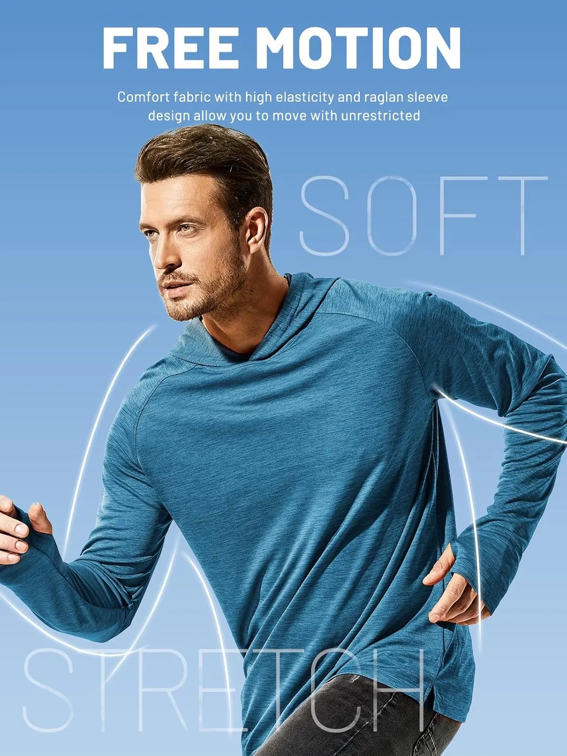 MIER Men's UPF 50  Sun Protection Hoodie Long Sleeve SPF Fishing Hiking Running Thumbhole Shirts Hooded Quick Dry Lightweight