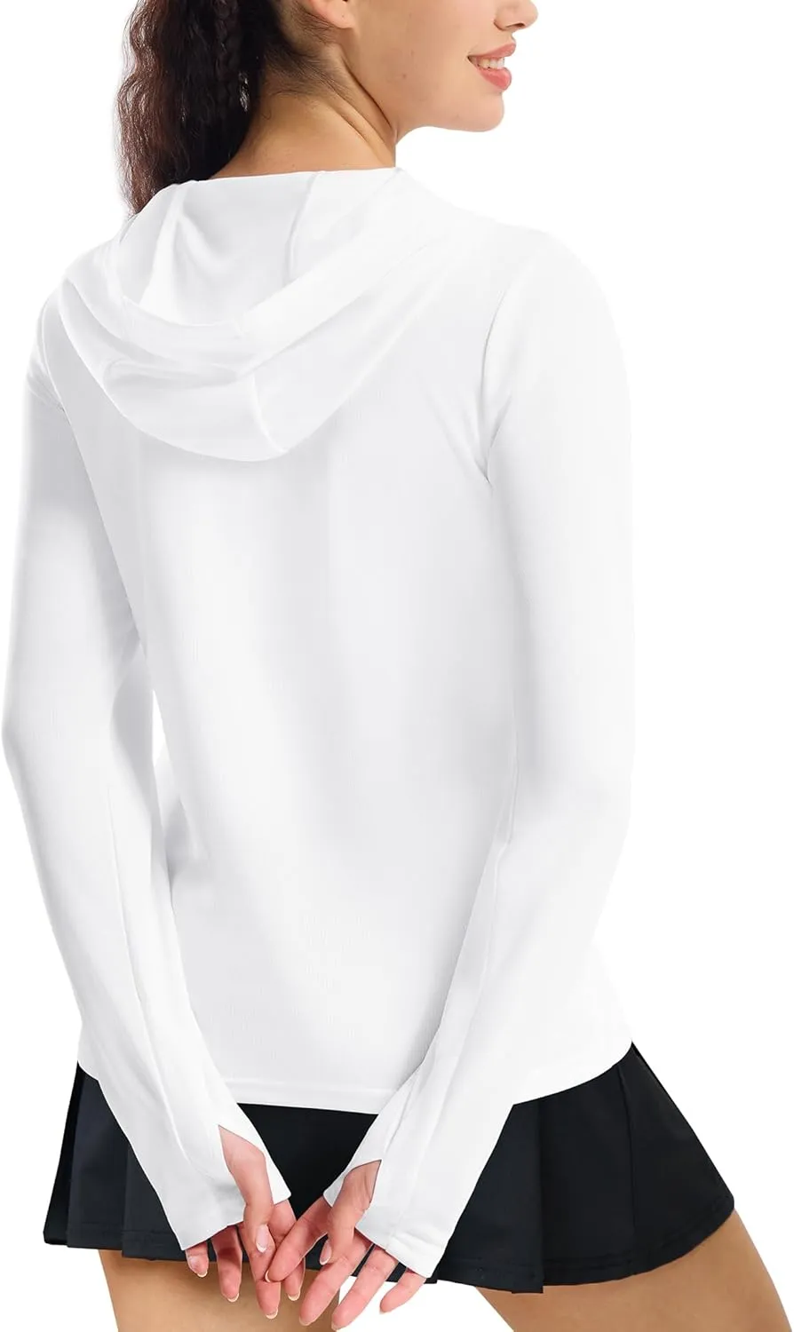 MIER Women's Long Sleeve Workout Shirts Sun Protection Hoodie UPF 50  UV Shirt for Fishing Hiking Running, Lightweight
