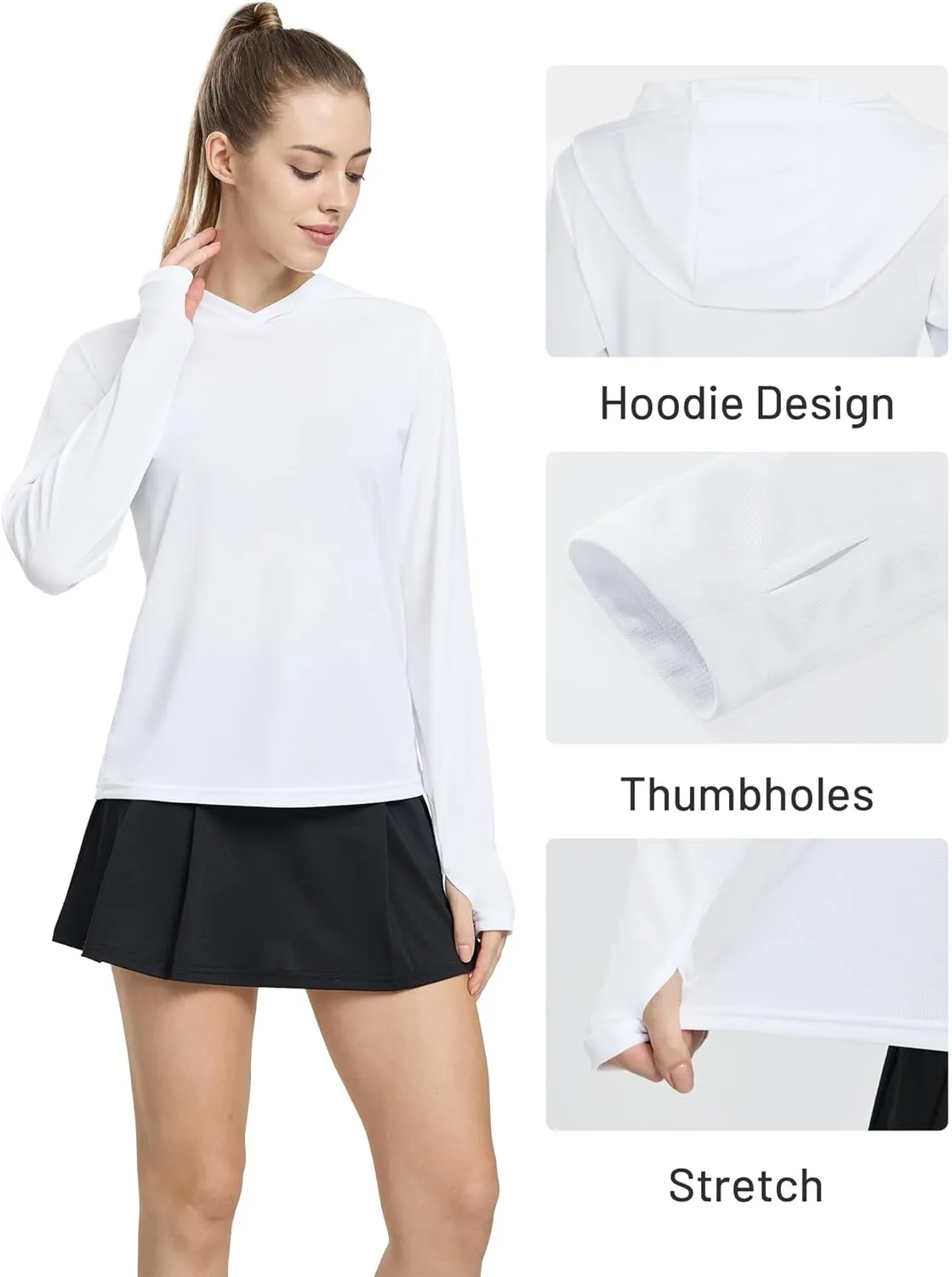 MIER Women's Long Sleeve Workout Shirts Sun Protection Hoodie UPF 50  UV Shirt for Fishing Hiking Running, Lightweight