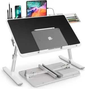 Monomi Laptop Stand for Bed, Adjustable and Light Weight Bed Desk Table Tray, X-Large Folding Lap Desk with Drawer for Eating Writing Drawing Working on Couch Floor Bed, Black