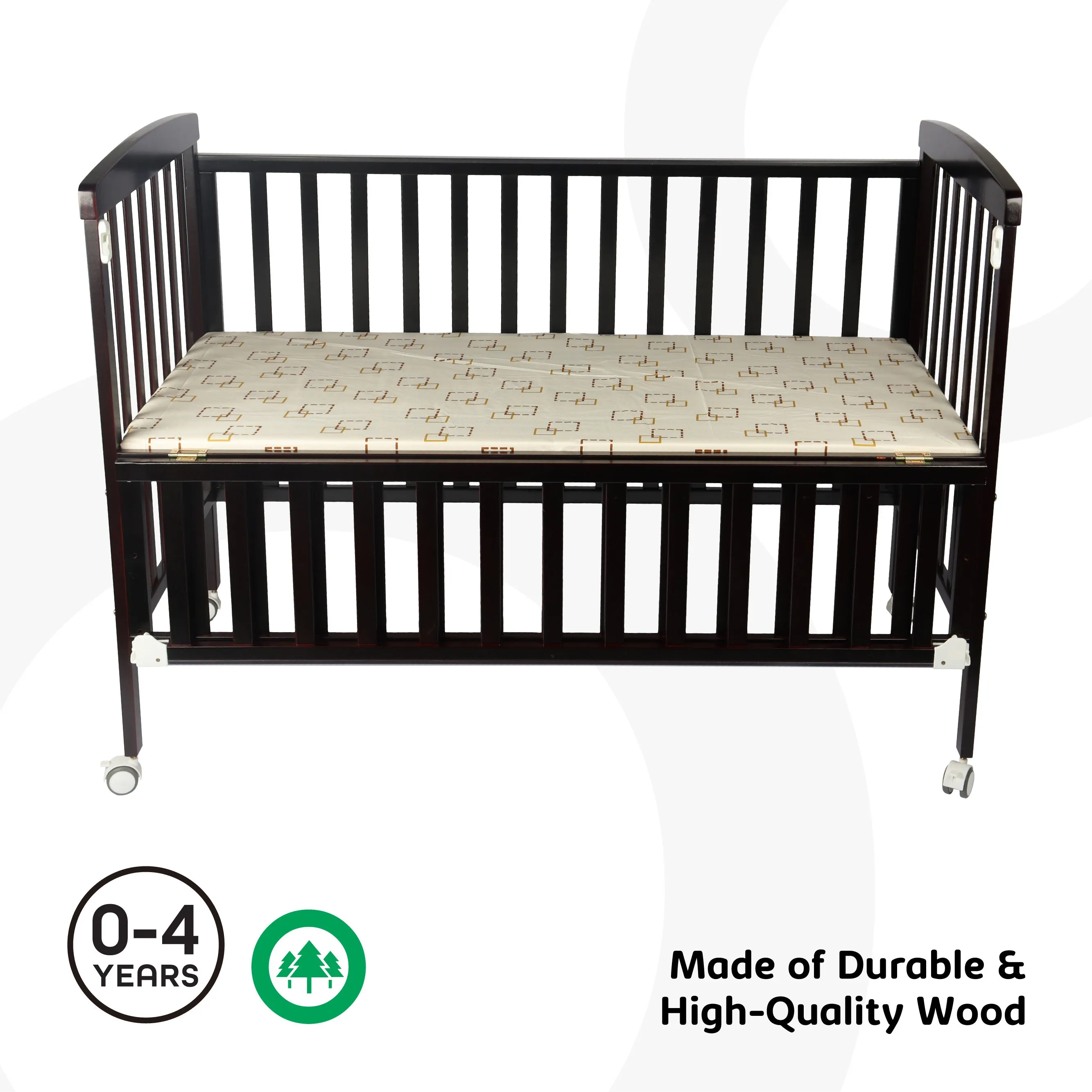 Moon - Wooden Portable Crib(129X69X96 Cm) - Brown