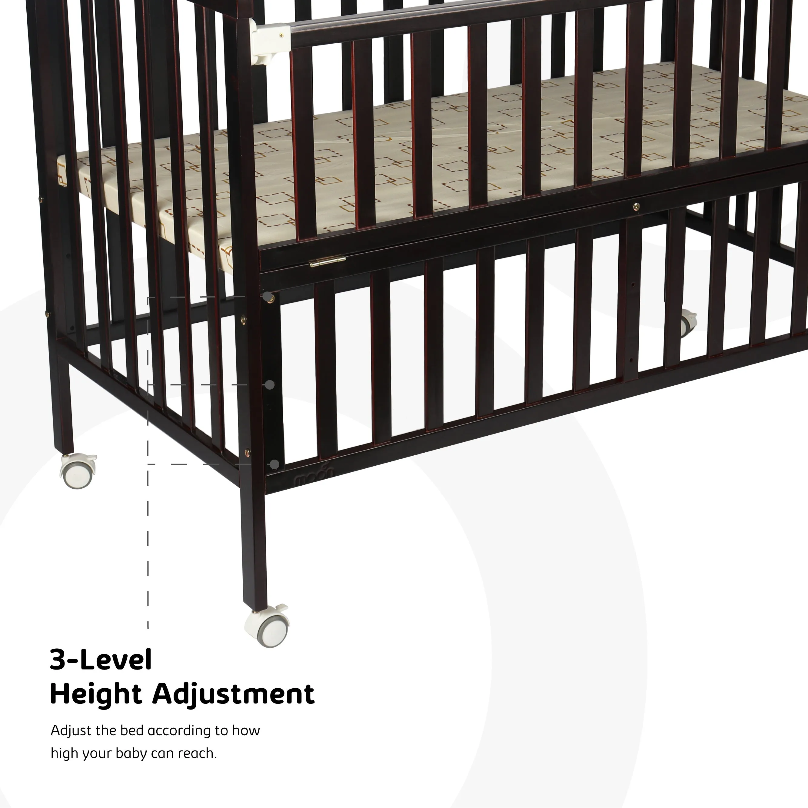Moon - Wooden Portable Crib(129X69X96 Cm) - Brown