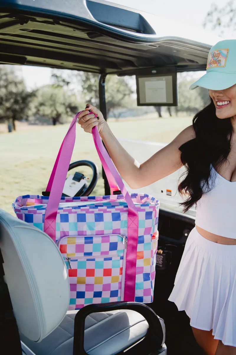 Multicolored Checkered Oversized Foldable Tote
