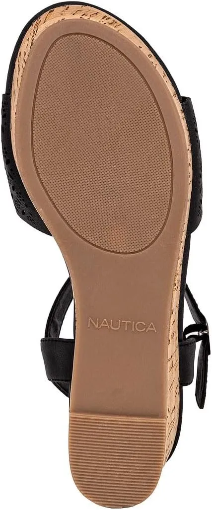 Nautica Womens Platform Wedge Sandals Fashion Ankle Strap Lightweight Cushioned Casual Beach Sandal - Lightweight & Comfortable