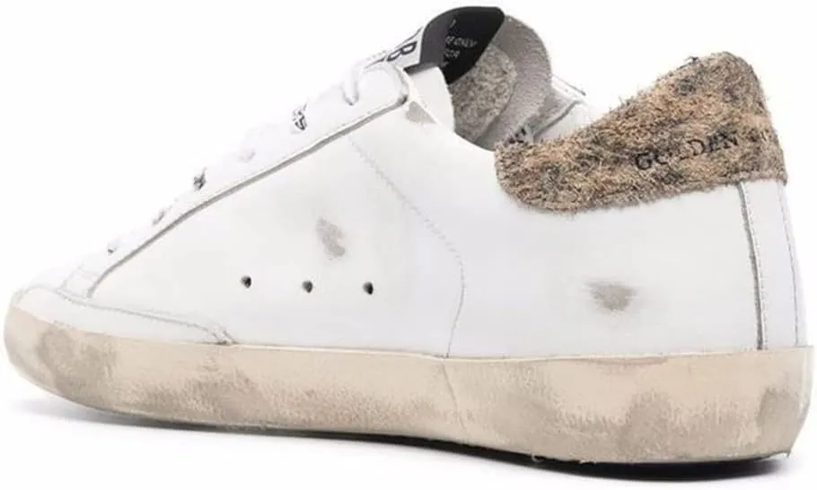 nesho White Leather Sneakers for Women Retro Lace-up Sport Shoes Casual Lightweight Flat Trainers
