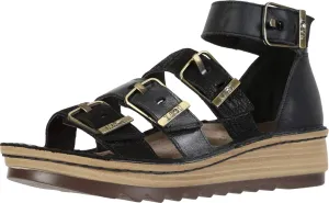 New Naot Women's Begonia Sandal Black Velvet/Mtl Red/Blk Crkle Combo 37