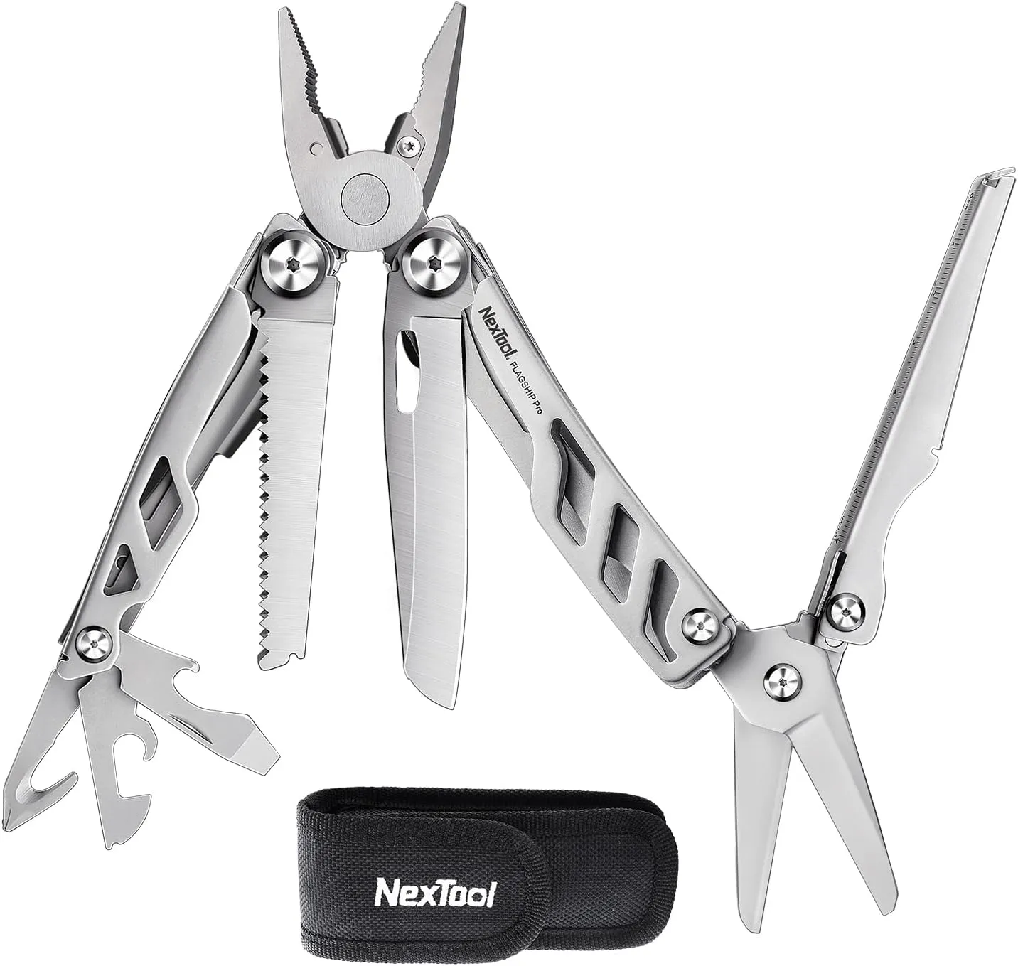 NexTool Flagship Pro Multitool, Foldable Utility Knife with Safety Locking, EDC Multitool with Pocket Knife, Full Size Scissors, Can Opener for Camping, Survival, Fishing, Cool Gifts for Men
