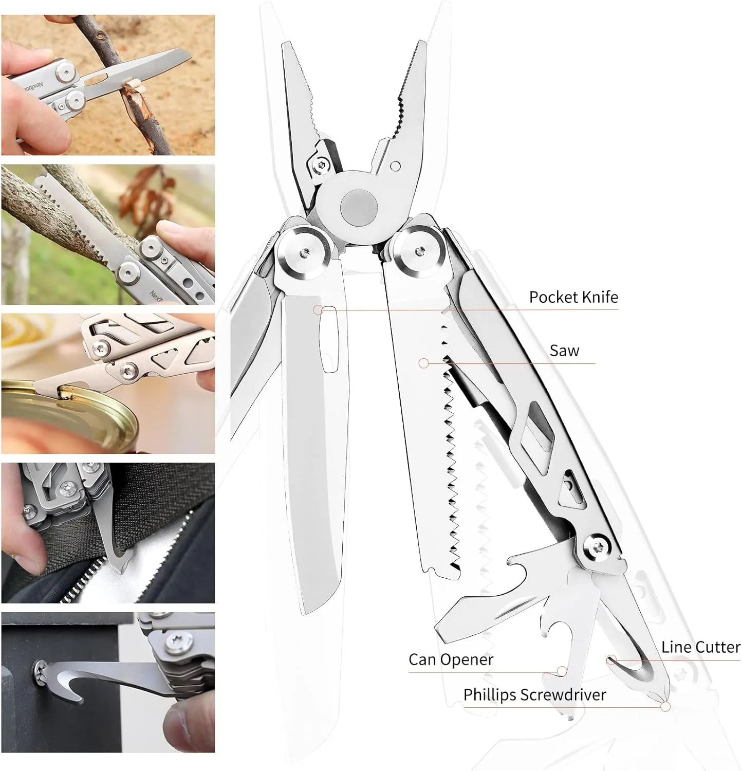 NexTool Flagship Pro Multitool, Foldable Utility Knife with Safety Locking, EDC Multitool with Pocket Knife, Full Size Scissors, Can Opener for Camping, Survival, Fishing, Cool Gifts for Men