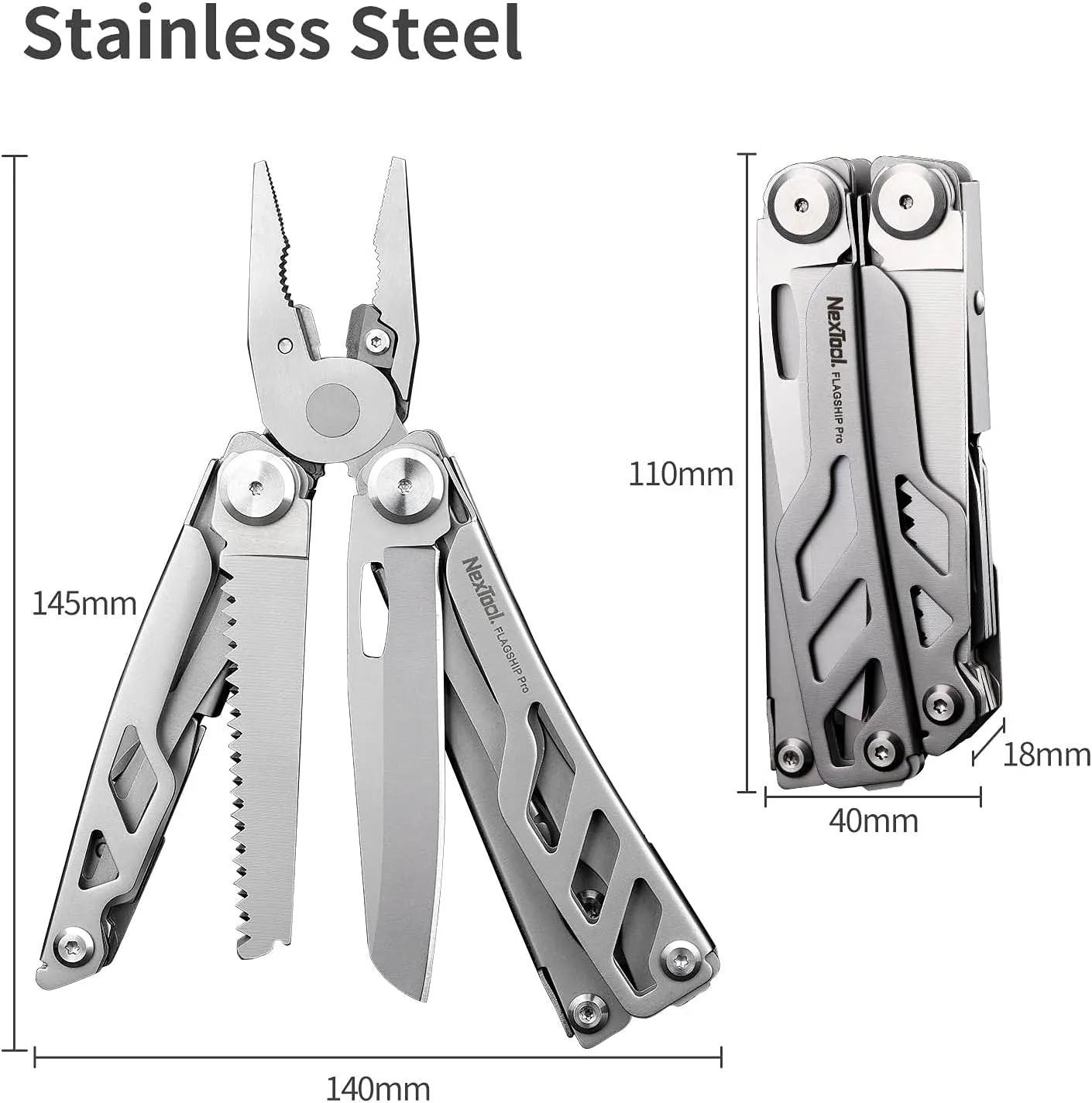 NexTool Flagship Pro Multitool, Foldable Utility Knife with Safety Locking, EDC Multitool with Pocket Knife, Full Size Scissors, Can Opener for Camping, Survival, Fishing, Cool Gifts for Men